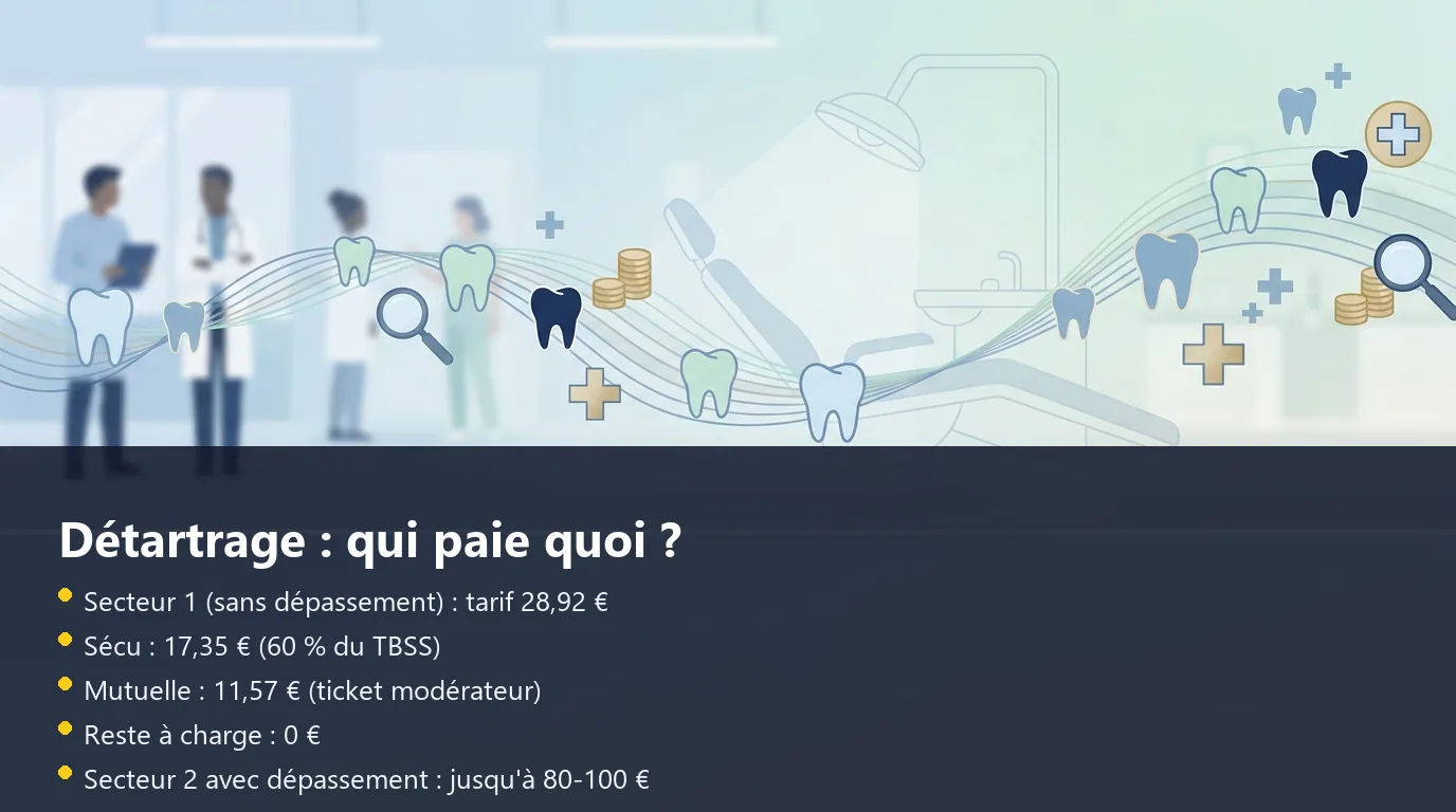 Infographie montrant la décomposition du coût d'un détartrage supra-gingival selon le secteur du dentiste