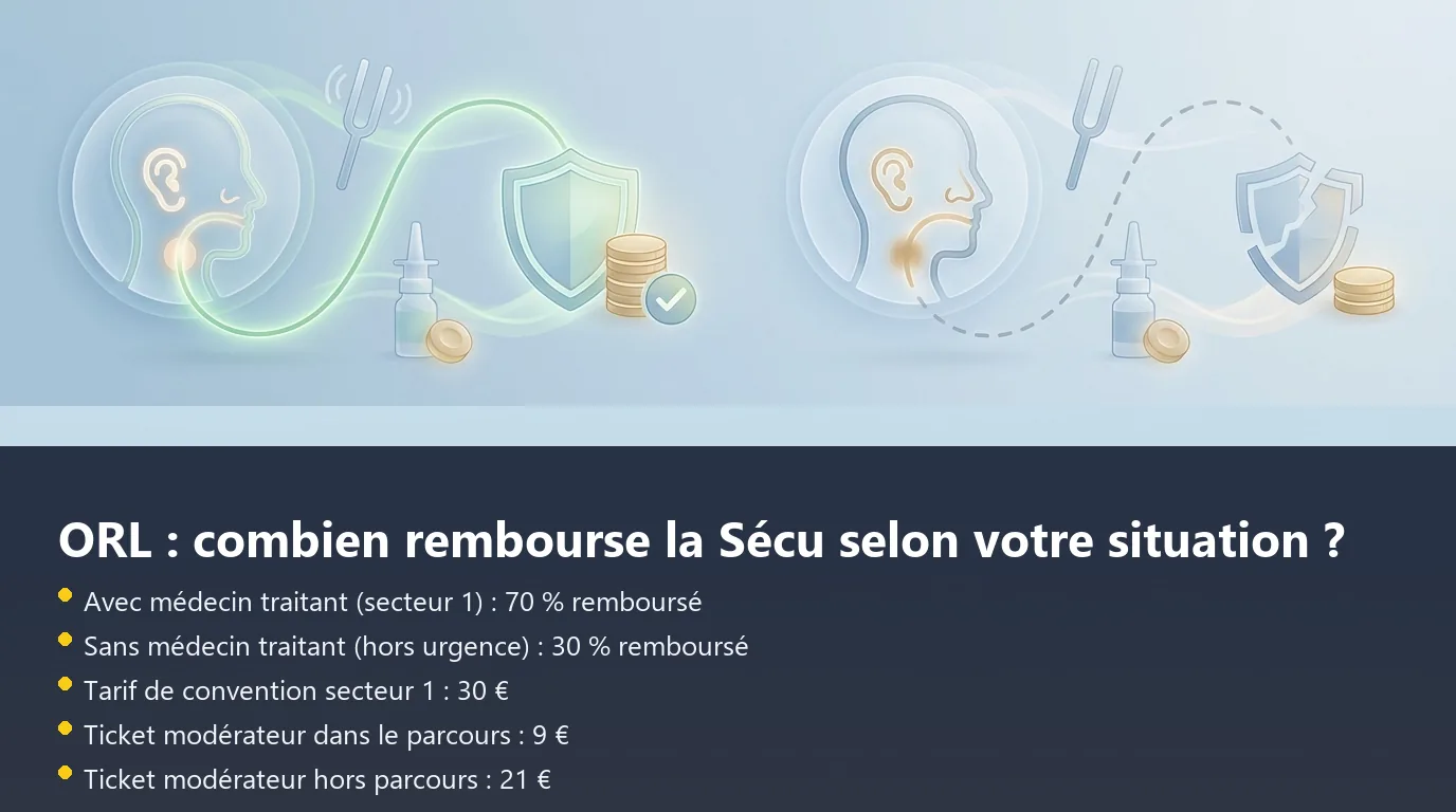 Infographie comparant le remboursement ORL selon le respect du parcours de soins coordonnés